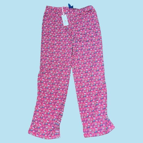 NWT Vineyard Vines Girls Santa Whale Tree Holiday Pajama Pants Pink XL 16 - Picture 1 of 4